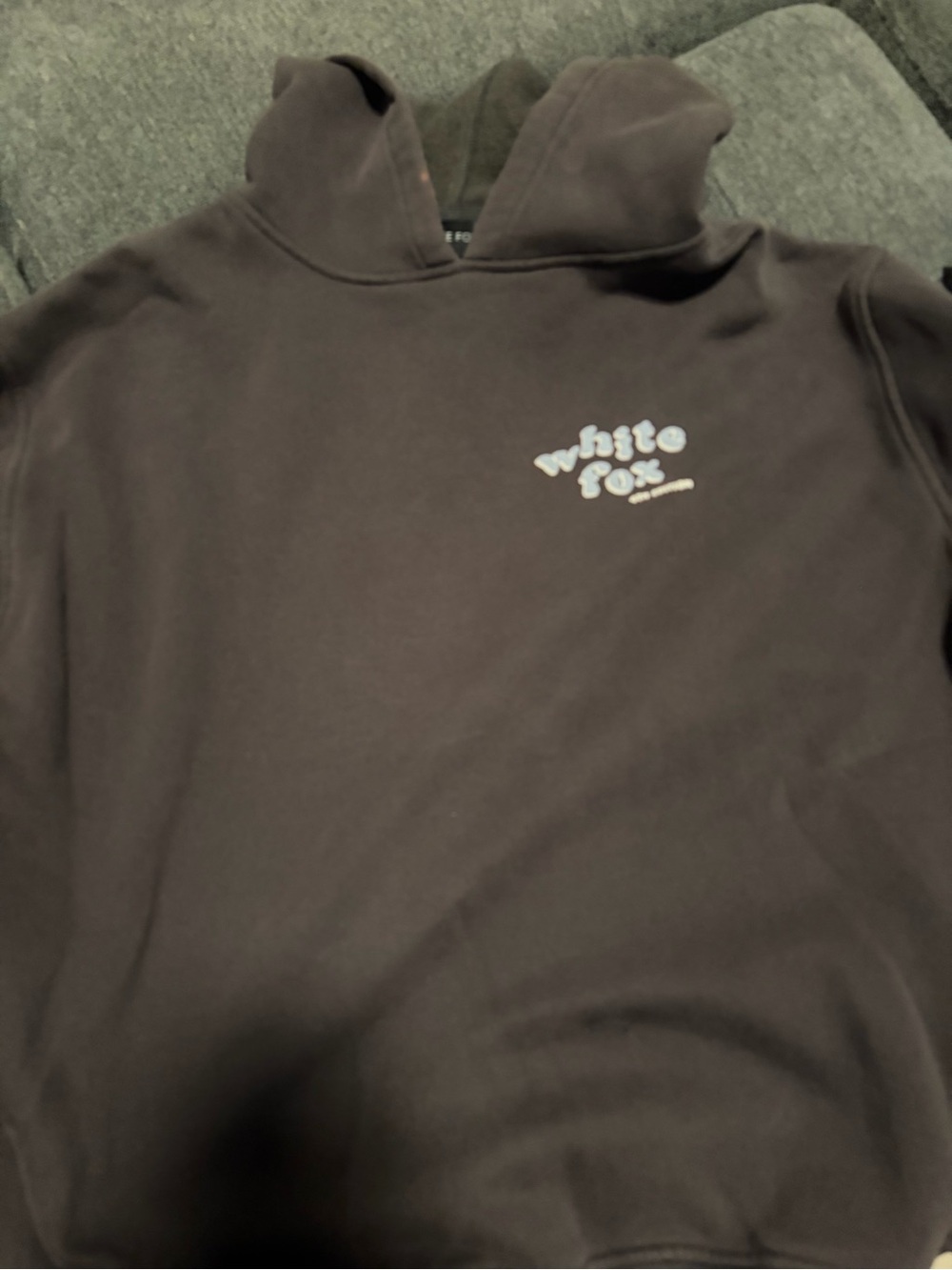 White Fox Women's Hoodie - Dark Brown with White Logo